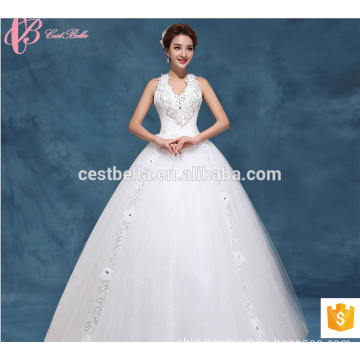 2017 Lace Applique Rhinestone Beaded Plus Size Cheap Princess Wedding Dress Gown